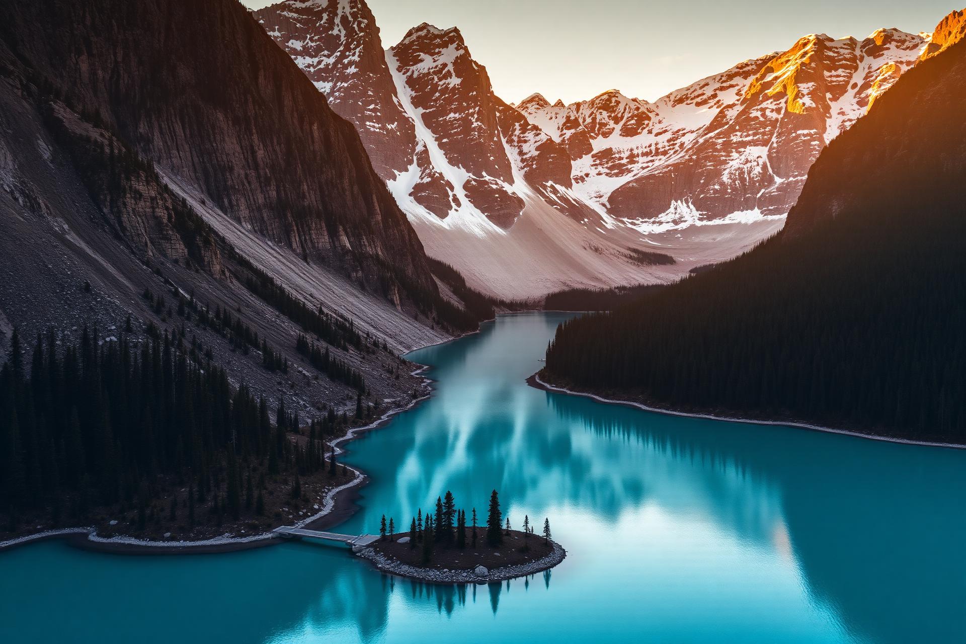 Moraine Lake at golden hour in Banff National Park, Alberta